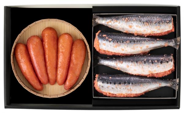 【九州グルメ】　山口油屋福太郎　福選明太子240gと4尾いわしセット　(送料込)