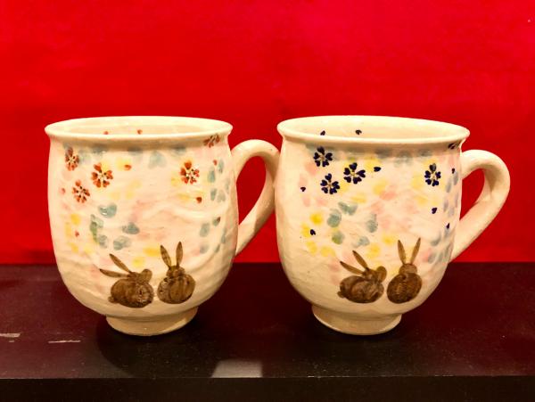 京都 嵐山温泉 花伝抄　清水焼　マグカップセット