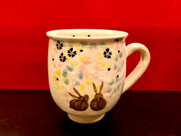 京都 嵐山温泉 花伝抄　清水焼　マグカップ(青)